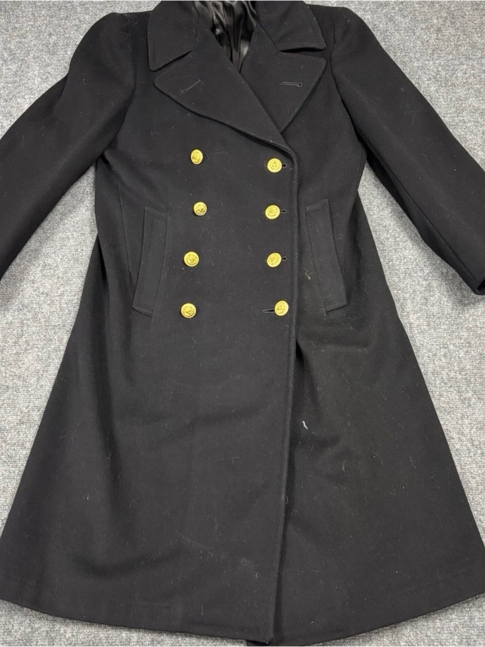 VTG U.S. Naval Navy Officers Bridge Peacoat Long Double Breasted Military L-XL